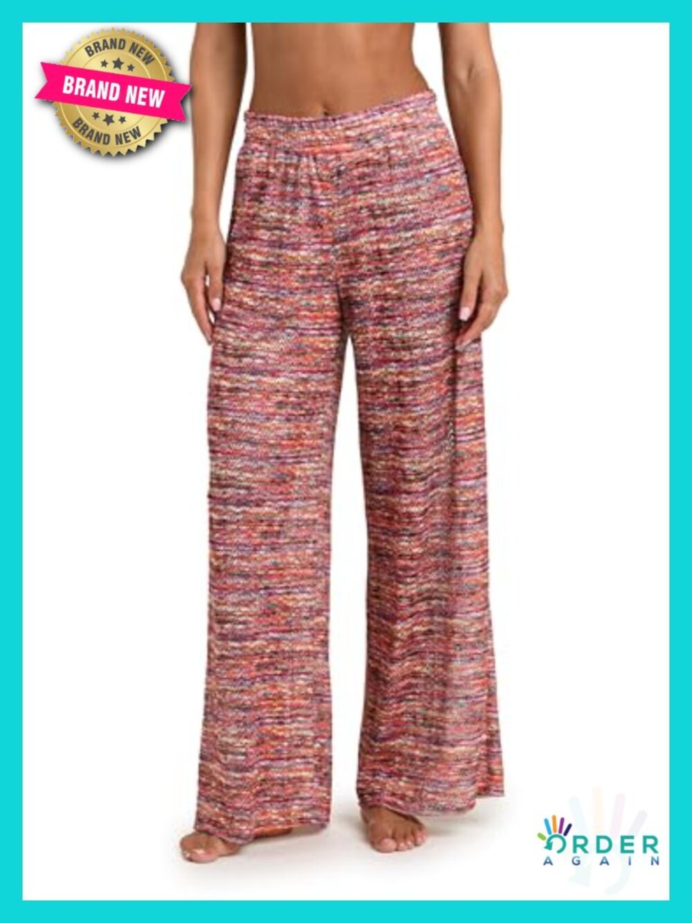 Palazzo Pant Swim Cover Up with Relaxed Wide Leg Elastic Waist